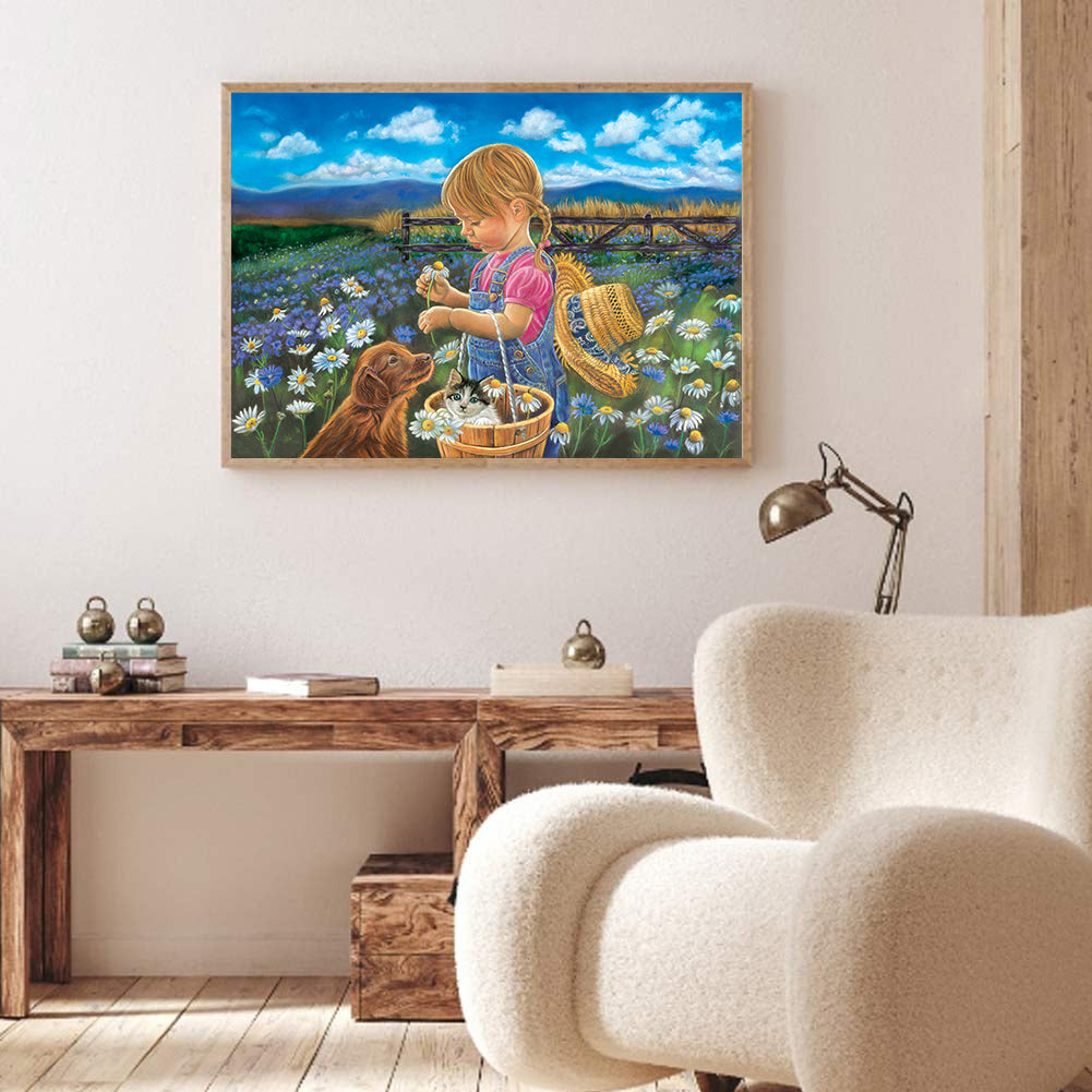 Little Girl - Full Round Drill Diamond Painting 40*30CM