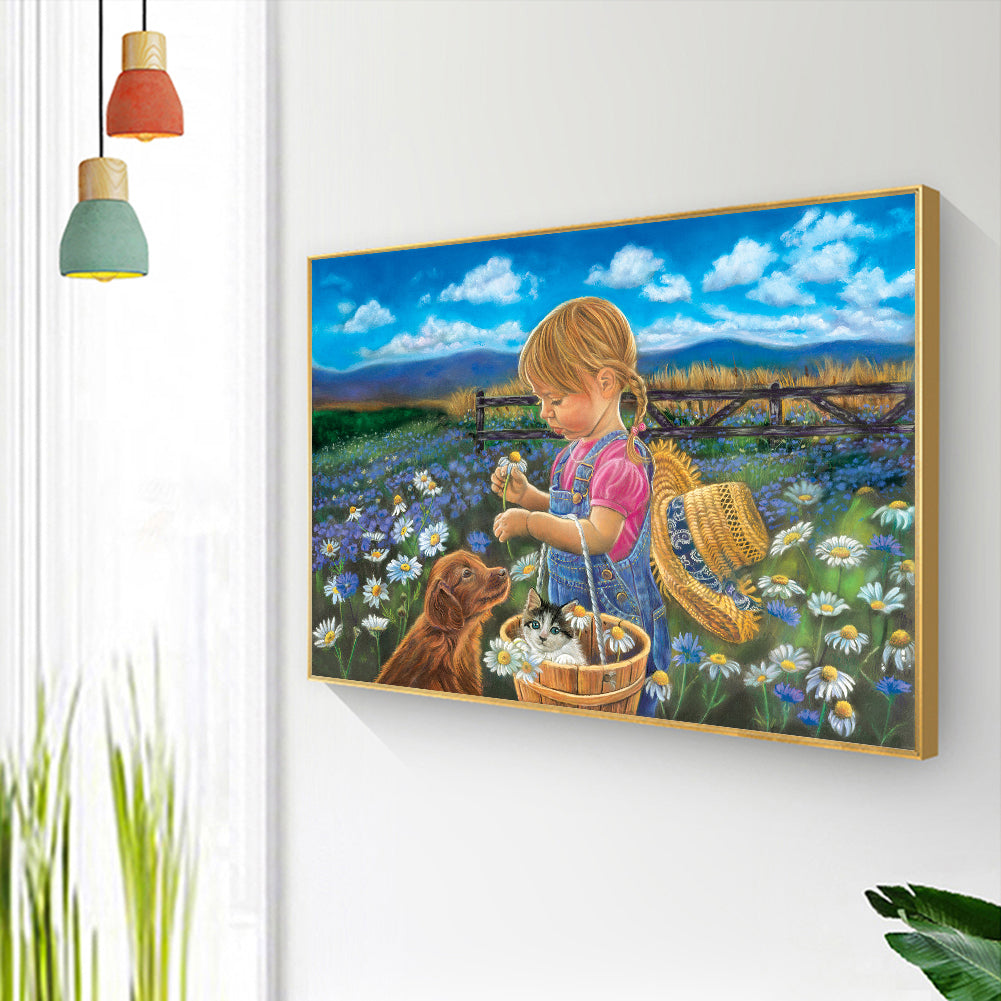 Little Girl - Full Round Drill Diamond Painting 40*30CM