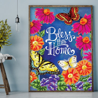 Flower Butterfly - Full Round Drill Diamond Painting 30*40CM