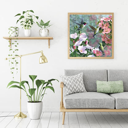 Hummingbird Flower - Full Round Drill Diamond Painting 35*35CM