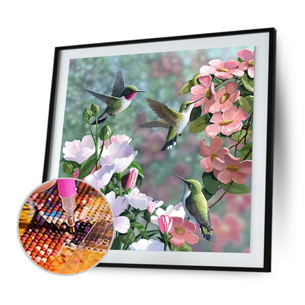 Hummingbird Flower - Full Round Drill Diamond Painting 35*35CM