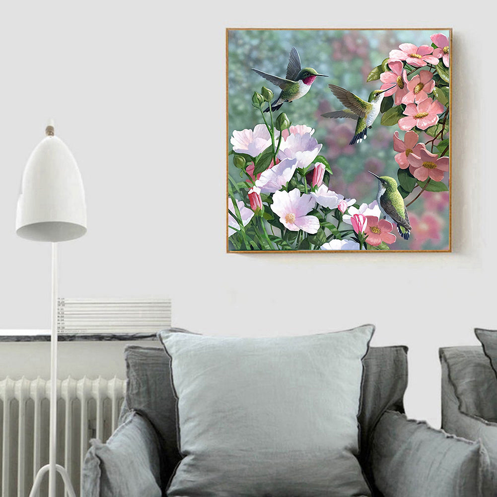 Hummingbird Flower - Full Round Drill Diamond Painting 35*35CM