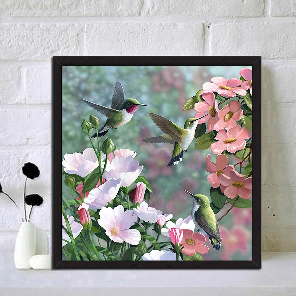 Hummingbird Flower - Full Round Drill Diamond Painting 35*35CM