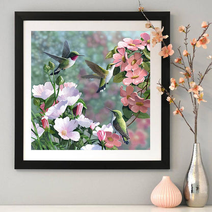 Hummingbird Flower - Full Round Drill Diamond Painting 35*35CM