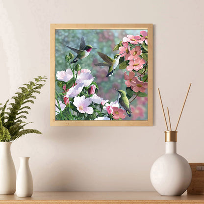 Hummingbird Flower - Full Round Drill Diamond Painting 35*35CM