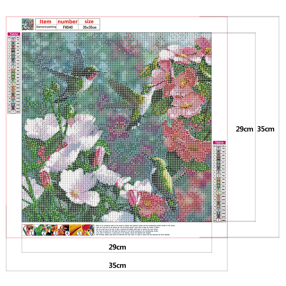 Hummingbird Flower - Full Round Drill Diamond Painting 35*35CM