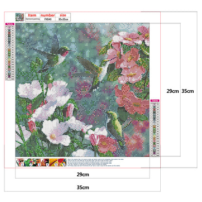 Hummingbird Flower - Full Round Drill Diamond Painting 35*35CM
