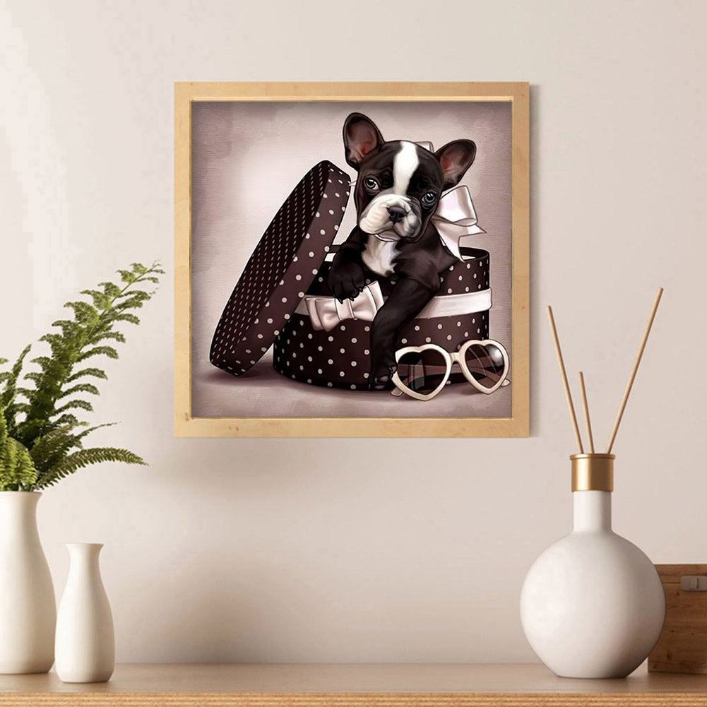 Dog Box - Full Round Drill Diamond Painting 30*30CM