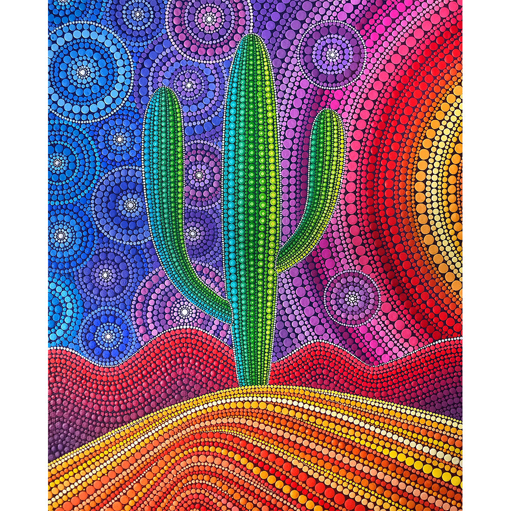 Sunset cactus - Special Shaped Drill Diamond Painting 30*40CM