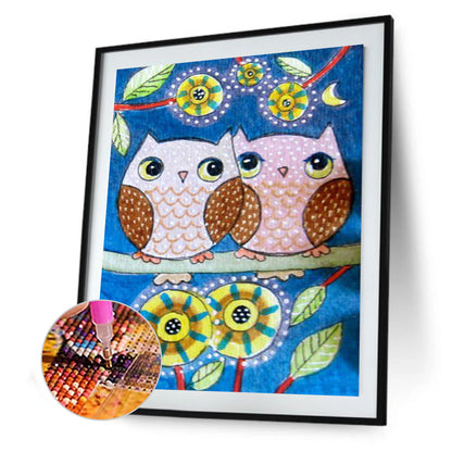 Lively Owl - Full Round Drill Diamond Painting 30*40CM