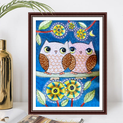 Lively Owl - Full Round Drill Diamond Painting 30*40CM