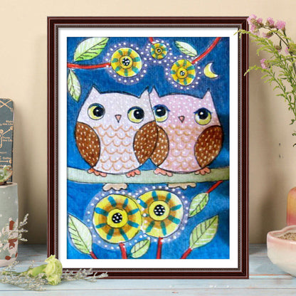 Lively Owl - Full Round Drill Diamond Painting 30*40CM