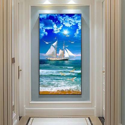 Sailboat Waves - Full Round Drill Diamond Painting 40*80CM