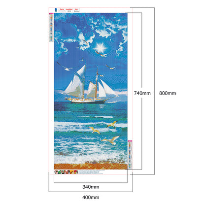 Sailboat Waves - Full Round Drill Diamond Painting 40*80CM