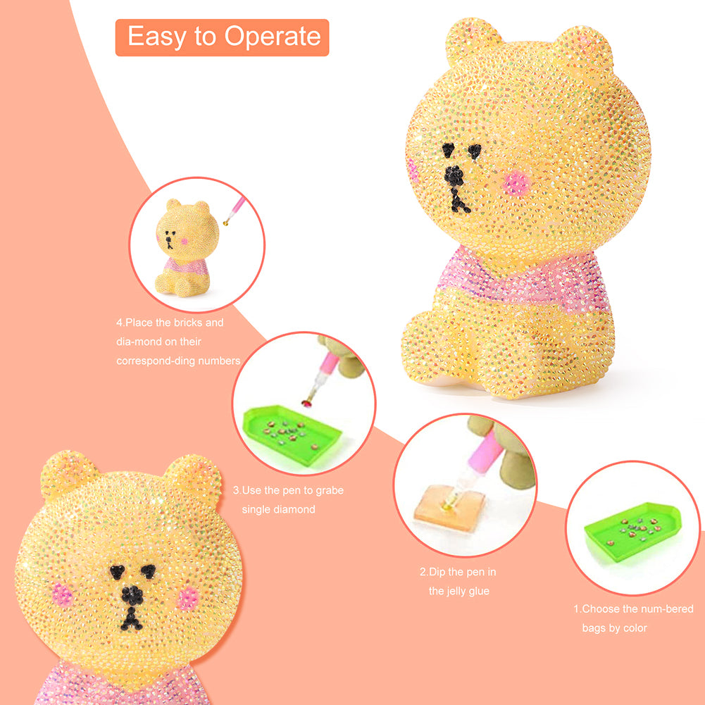 3D DIY Applique Rhinestone Bear Kits Mosaic Diamond Patches Art Crafts