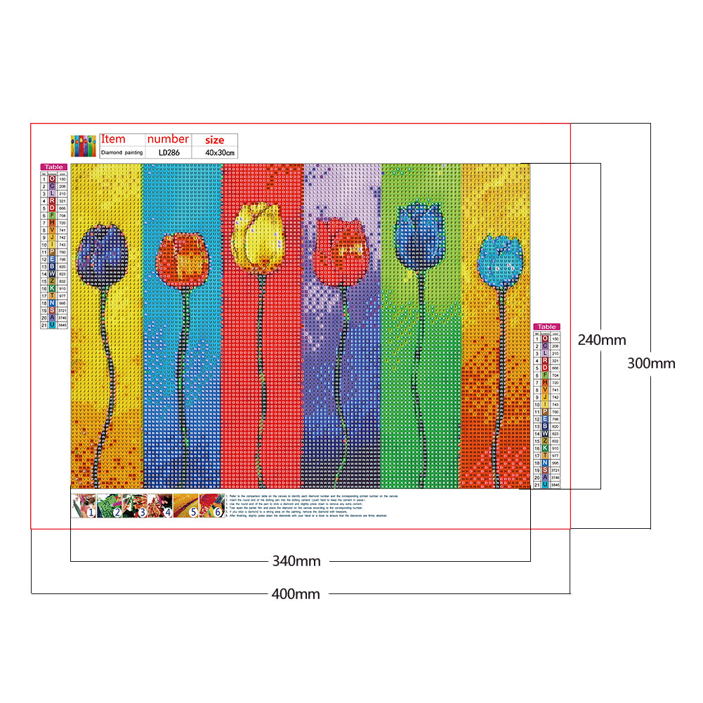 Tulips - Full Round Drill Diamond Painting 40*30CM