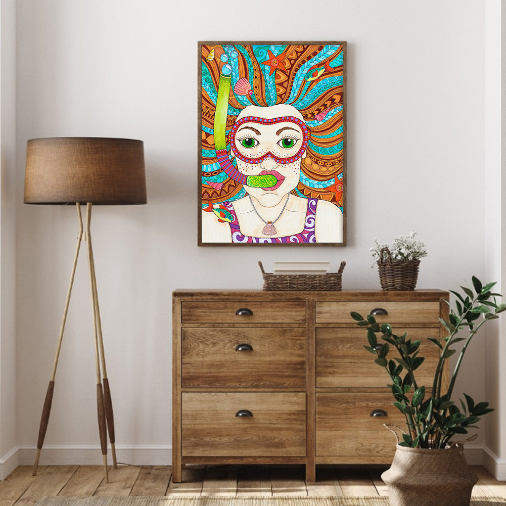 Woman - Full Round Drill Diamond Painting 30*40CM