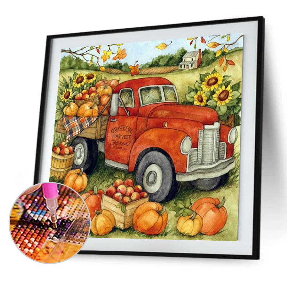 Pumpkin Cart - Full Round Drill Diamond Painting 30*30CM