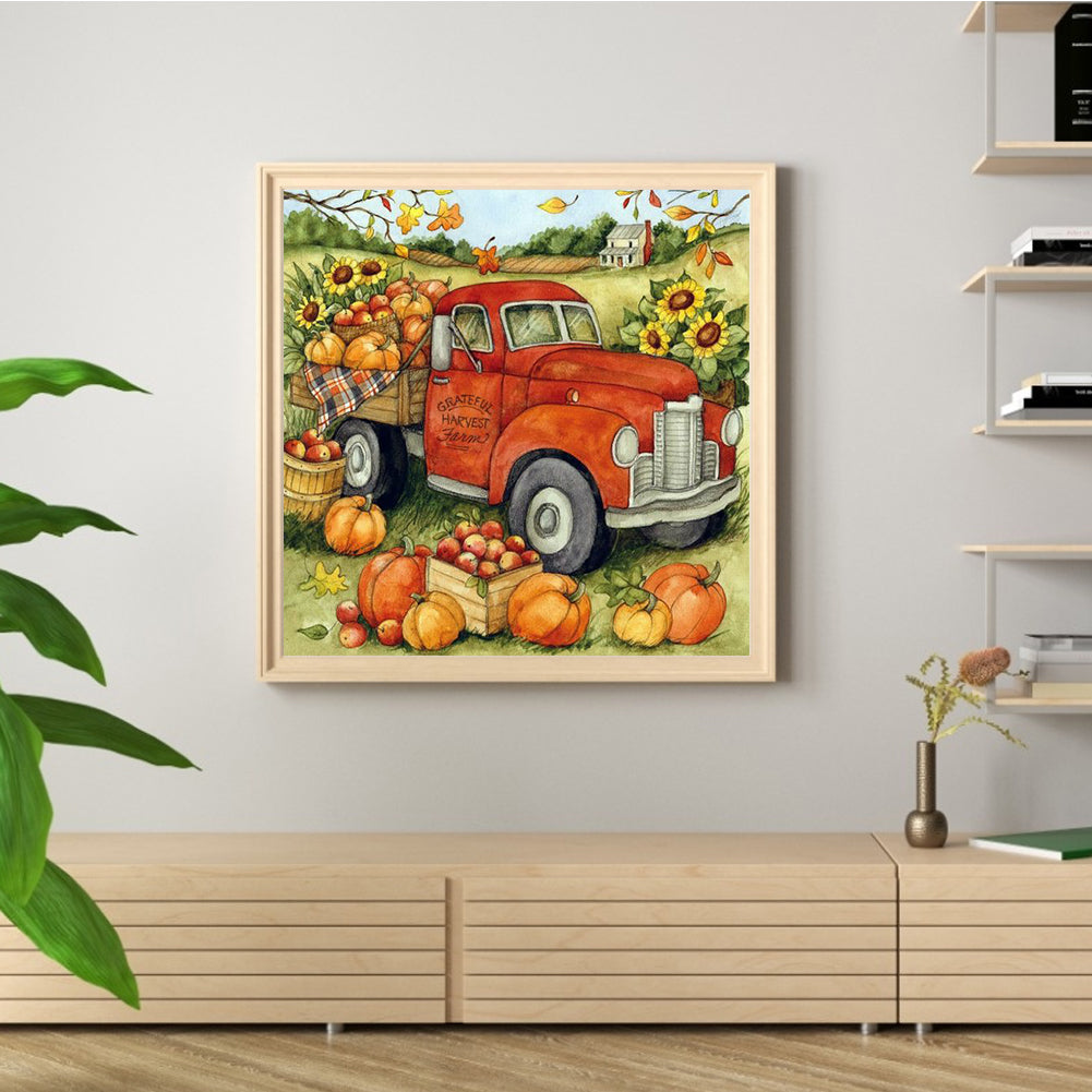 Pumpkin Cart - Full Round Drill Diamond Painting 30*30CM