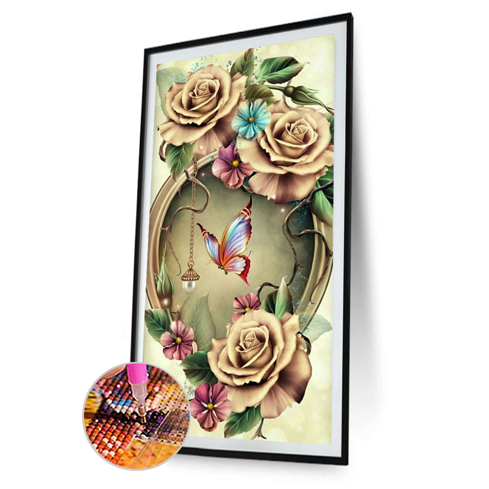 Butterfly Flower - Full Round Drill Diamond Painting 40*80CM