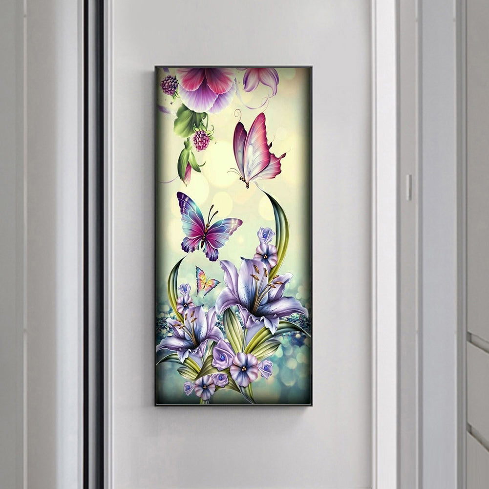 Butterfly Flower - Full Round Drill Diamond Painting 40*80CM