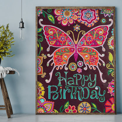 Butterfly Flower - Special Shaped Drill Diamond Painting 30*40CM