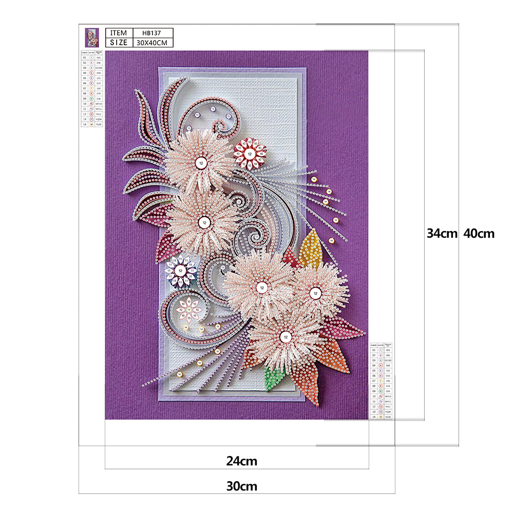 Flower - Special Shaped Drill Diamond Painting 30*40CM