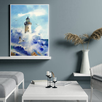 Lighthouse Waves - Full Round Drill Diamond Painting 30*40CM