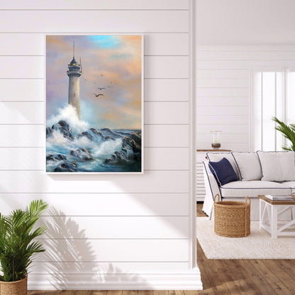 Lighthouse Waves - Full Round Drill Diamond Painting 30*40CM