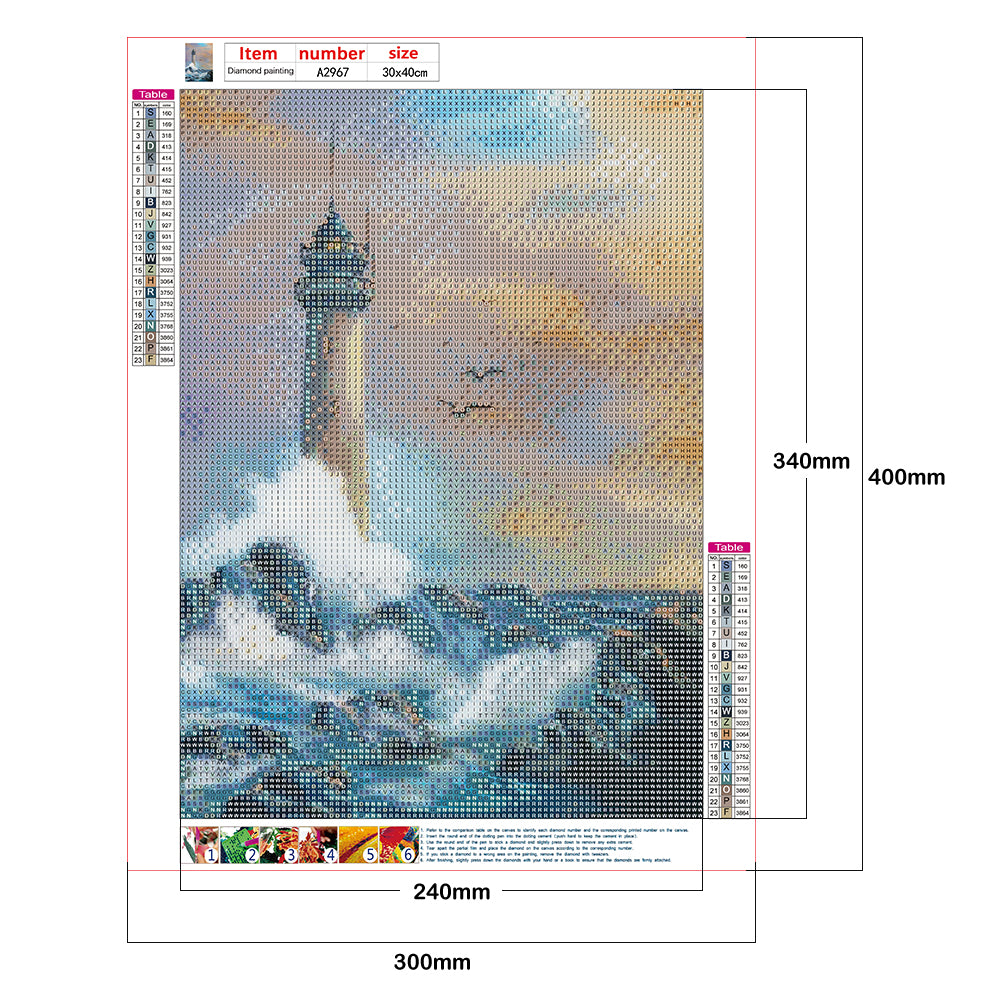 Lighthouse Waves - Full Round Drill Diamond Painting 30*40CM