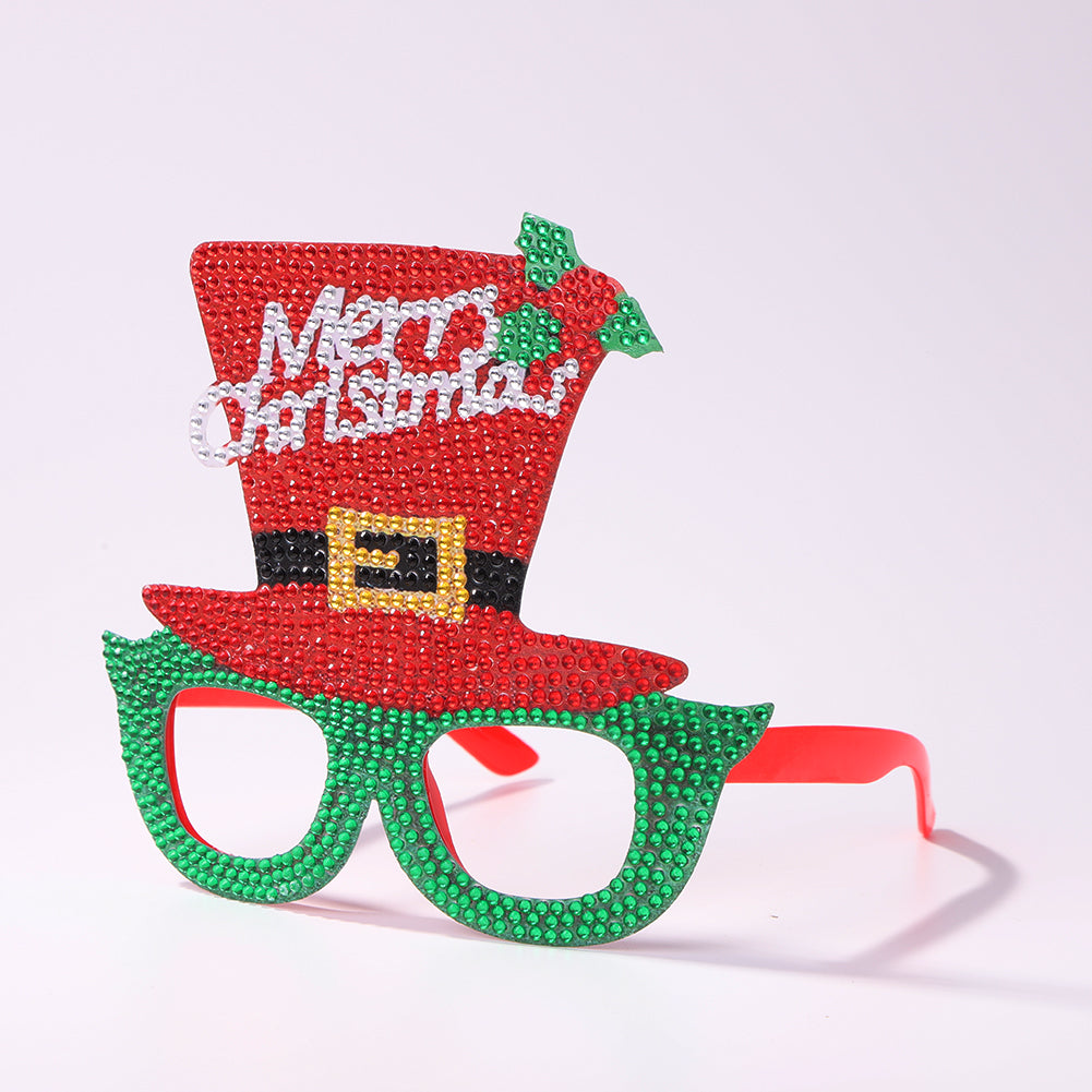 Kids Christmas Diamond Glasses Toys DIY Frame Paste 3D Rhinestone Stickers