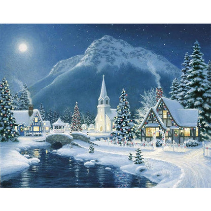 Housing Landscape - Full Round Drill Diamond Painting 50*40CM