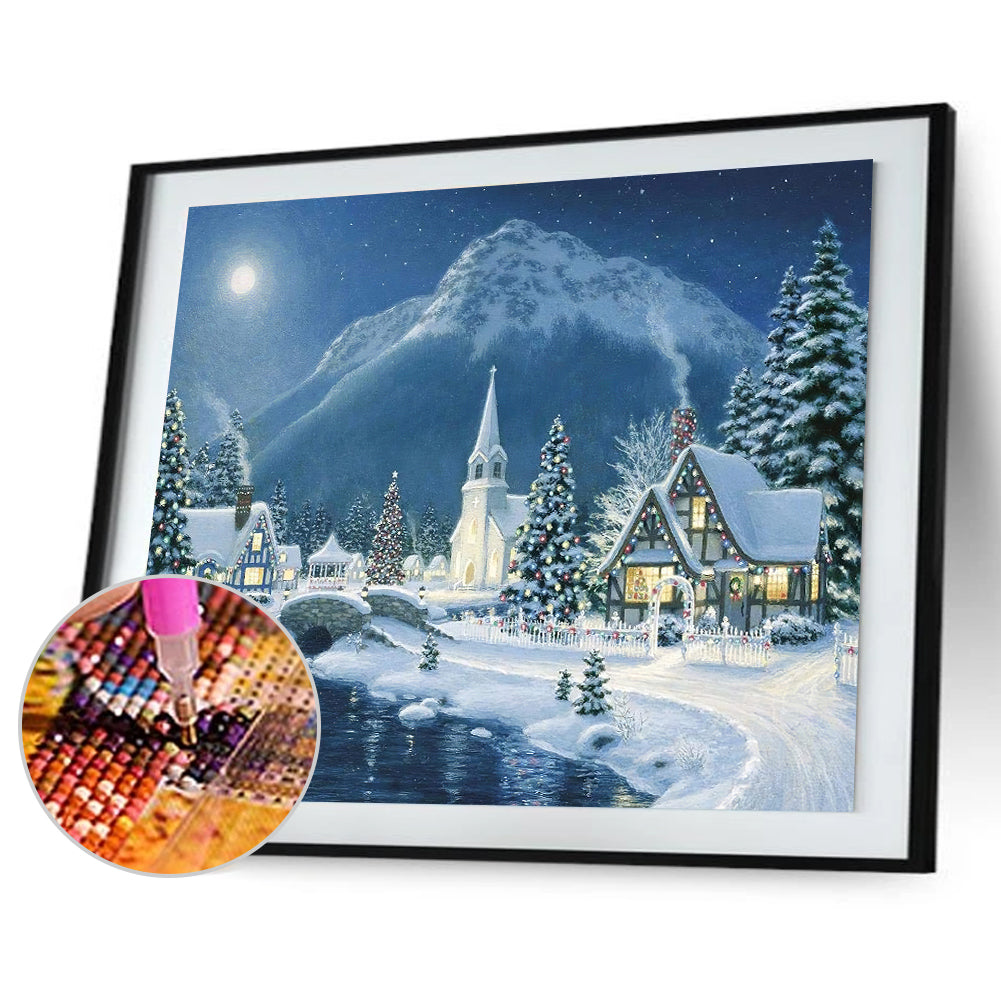 Housing Landscape - Full Round Drill Diamond Painting 50*40CM