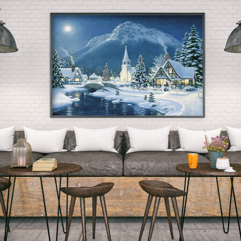 Housing Landscape - Full Round Drill Diamond Painting 50*40CM