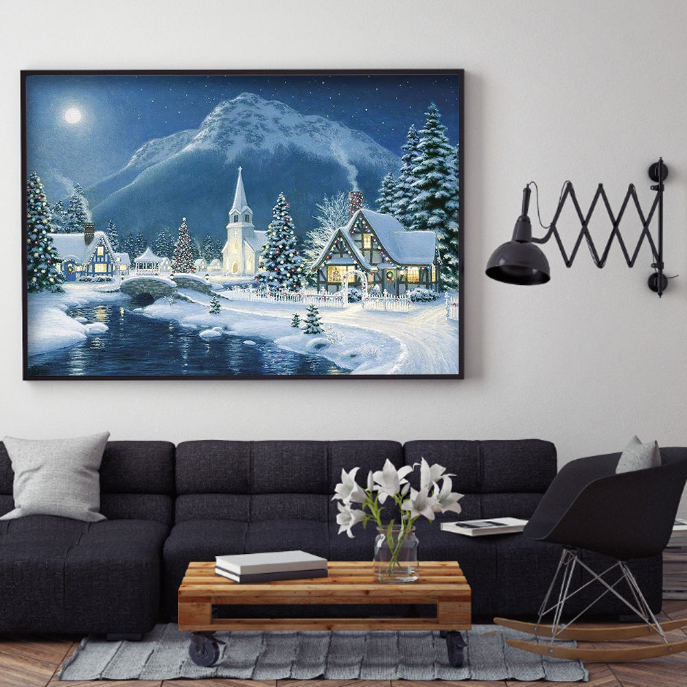 Housing Landscape - Full Round Drill Diamond Painting 50*40CM