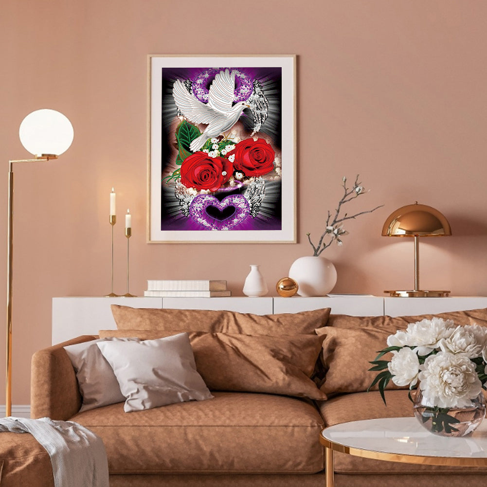 Red Rose - Special Shaped Drill Diamond Painting 35*50CM