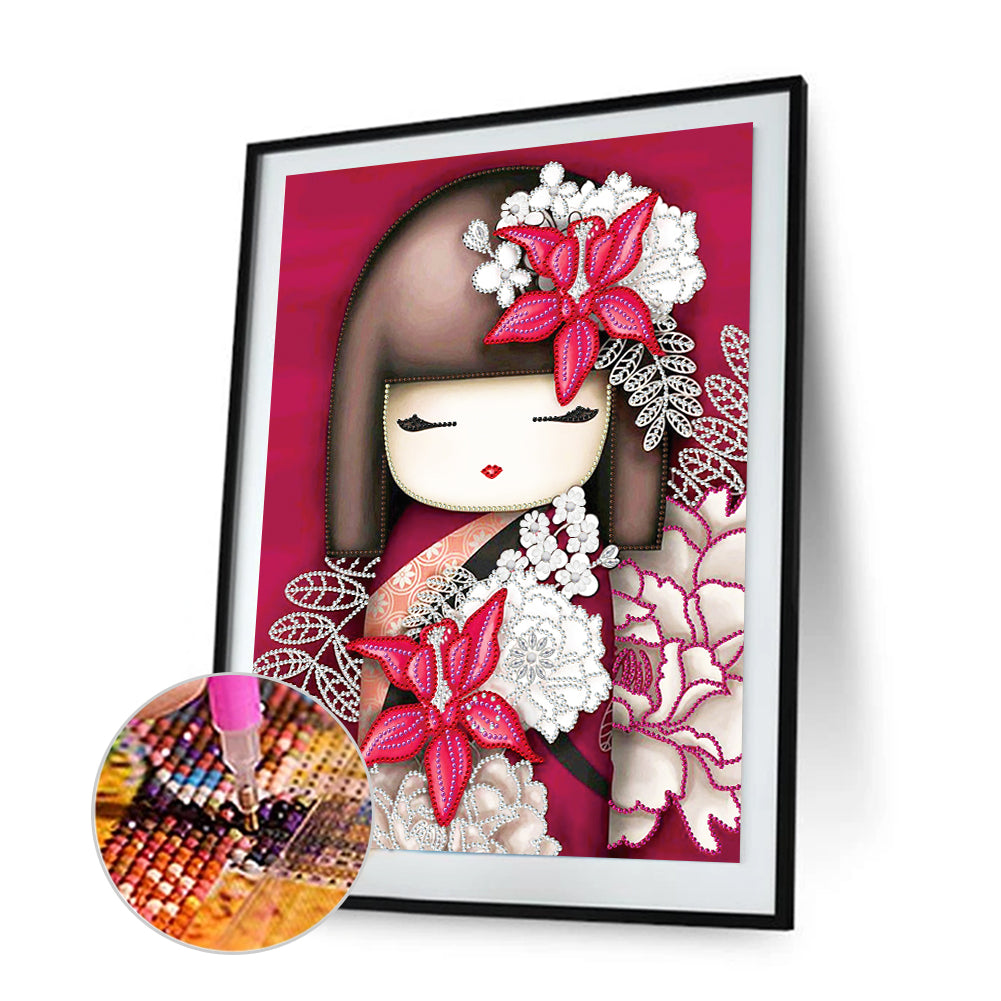 Janpanese Doll - Special Shaped Drill Diamond Painting 35*45CM