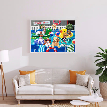 Pool Dog - Full Round Drill Diamond Painting 40*30CM