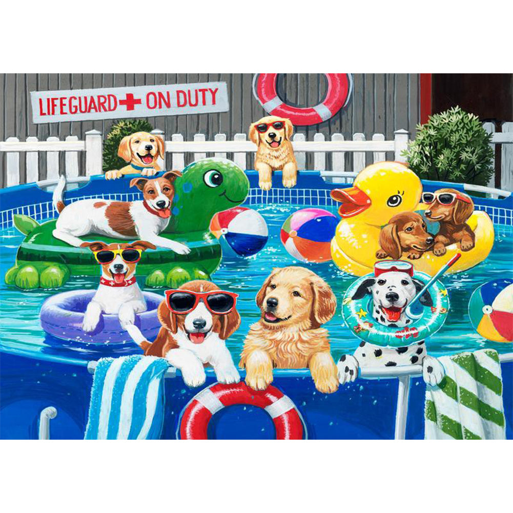Pool Dog - Full Round Drill Diamond Painting 40*30CM