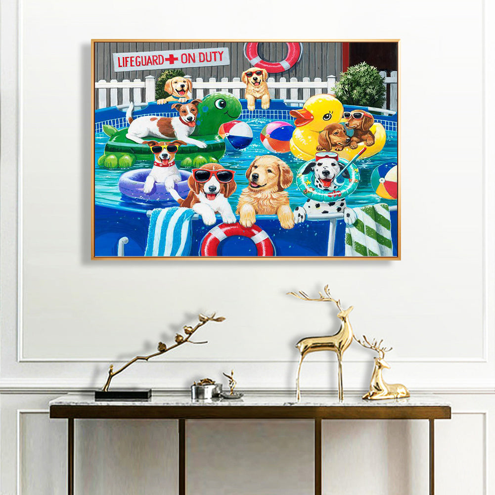Pool Dog - Full Round Drill Diamond Painting 40*30CM