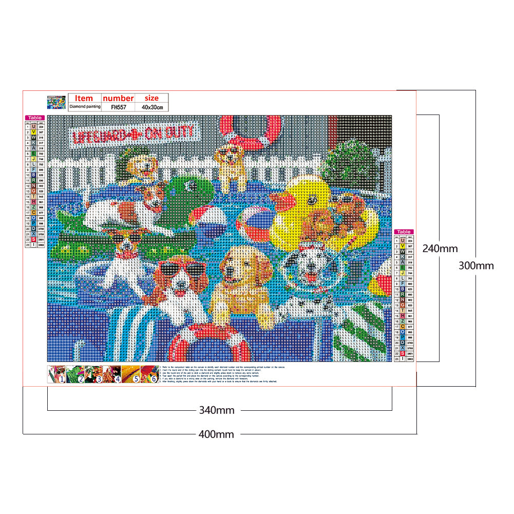 Pool Dog - Full Round Drill Diamond Painting 40*30CM