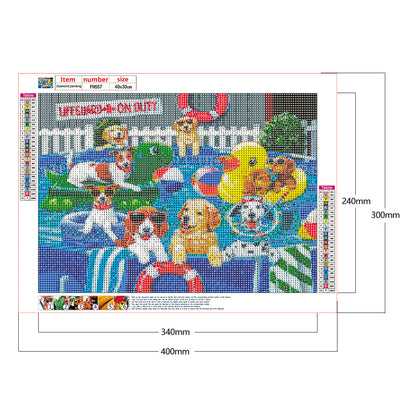Pool Dog - Full Round Drill Diamond Painting 40*30CM