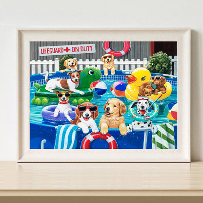 Pool Dog - Full Round Drill Diamond Painting 40*30CM