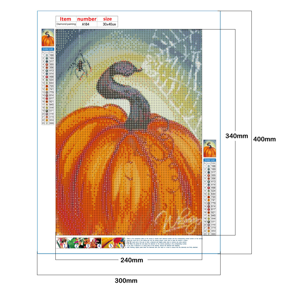 Spider Pumpkin - Full Round Drill Diamond Painting 30*40CM