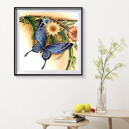 Butterfly Flowers - Special Shaped Drill Diamond Painting 30*30CM