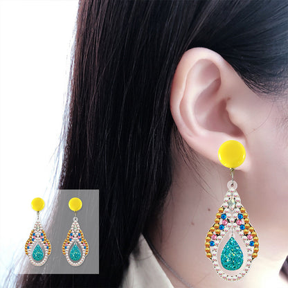 5D Mosaic Diamond Earrings DIY Painting Kit Drilling Ear Dangles Jewelry