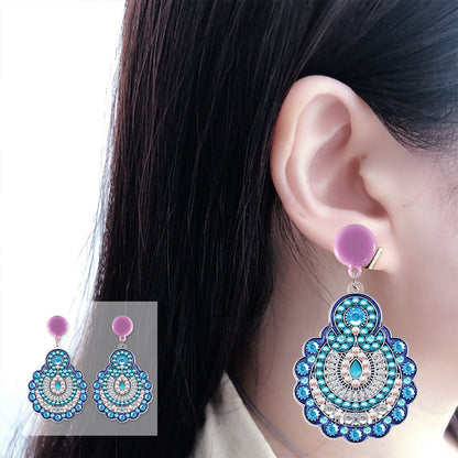 5D Mosaic Diamond Earrings DIY Painting Kit Drilling Ear Dangles Jewelry