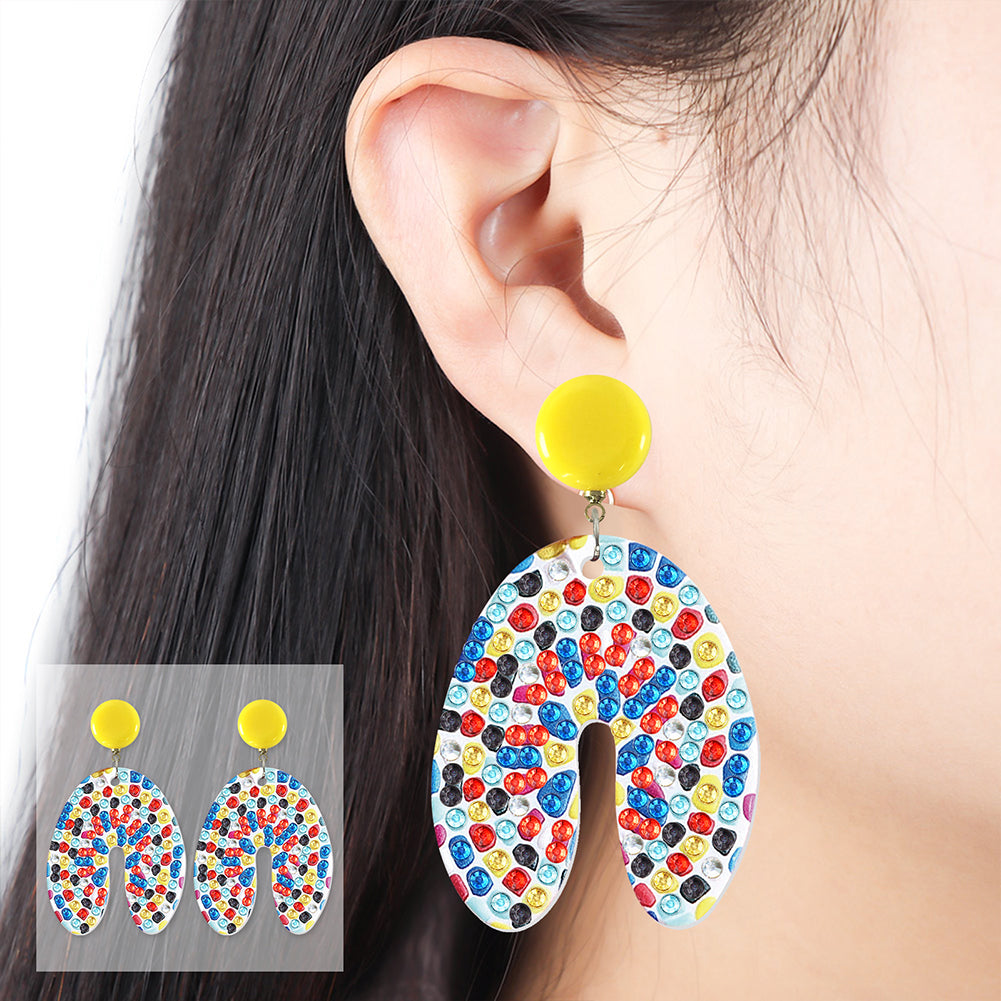 5D Mosaic Diamond Earrings DIY Painting Kit Drilling Ear Dangles Jewelry