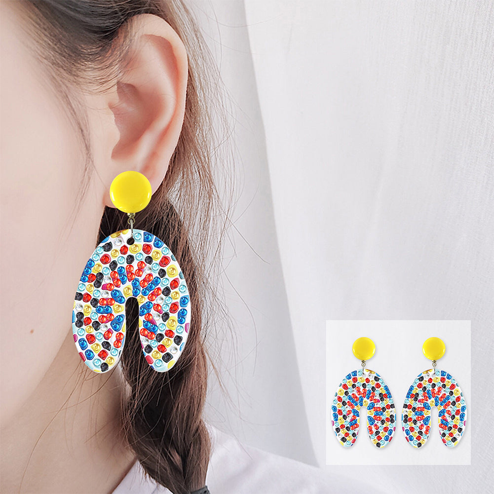 5D Mosaic Diamond Earrings DIY Painting Kit Drilling Ear Dangles Jewelry