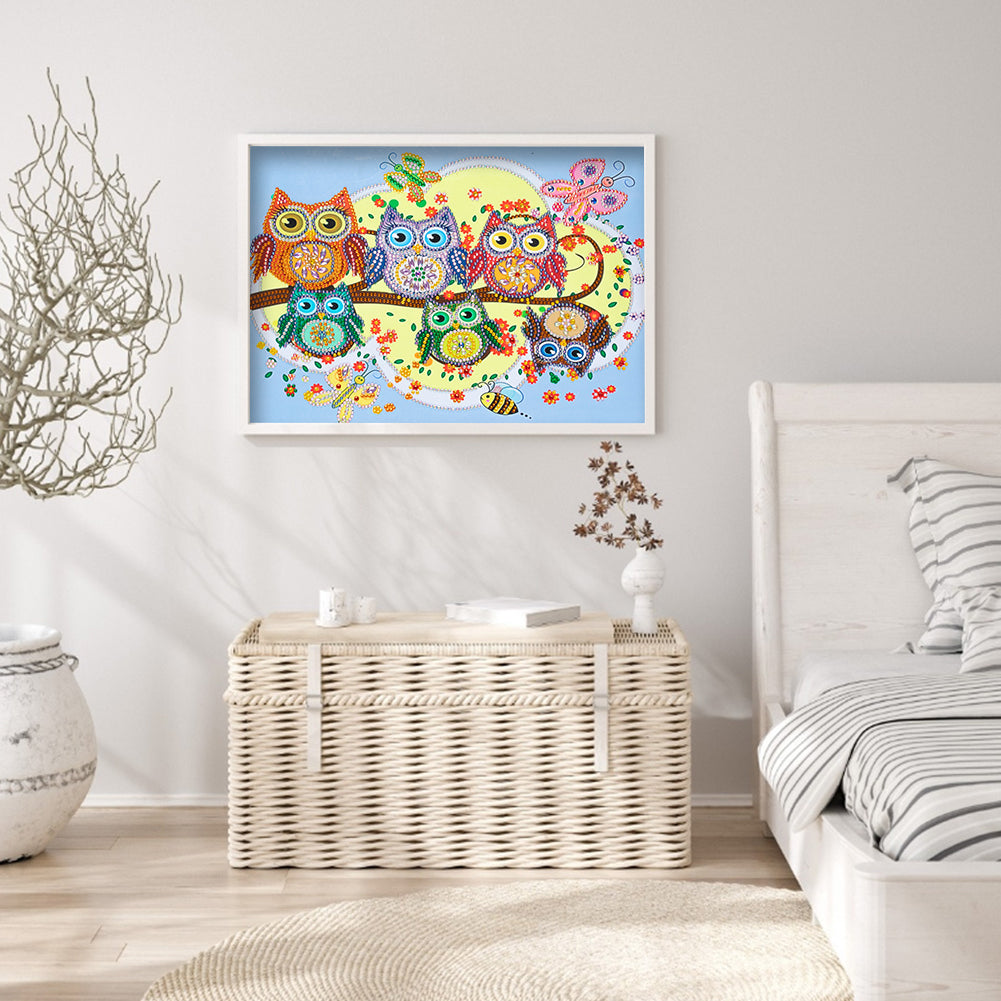 Owl - Special Shaped Drill Diamond Painting 40*30CM